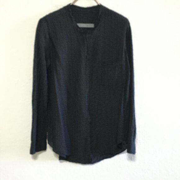 Raquel Allegra Womens 2 Polka Dot Embroidered Button Down Blouse Long Sleeves - Picture 1 of 16